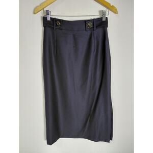 Massimo Dutti 5214 Wool Skirt Navy Solid Lined 100% Wool Size 6